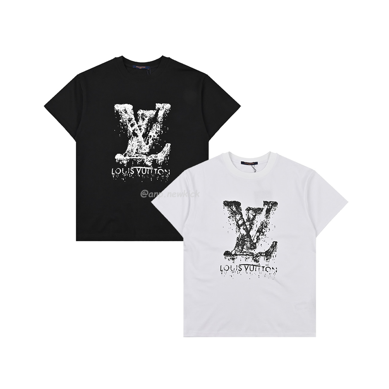 Louis Vuitton Classic Alphabet Digital Direct Spray Round Neck Short Sleeve T Shirt (1) - newkick.app